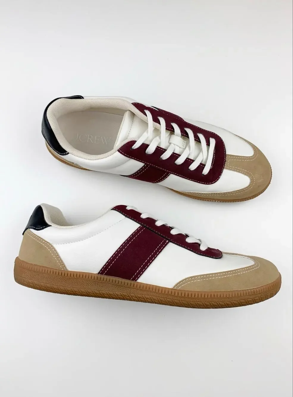 J Crew Field Sneakers Retro Tan Red Casual Faux Leather Lifestyle Women's 10